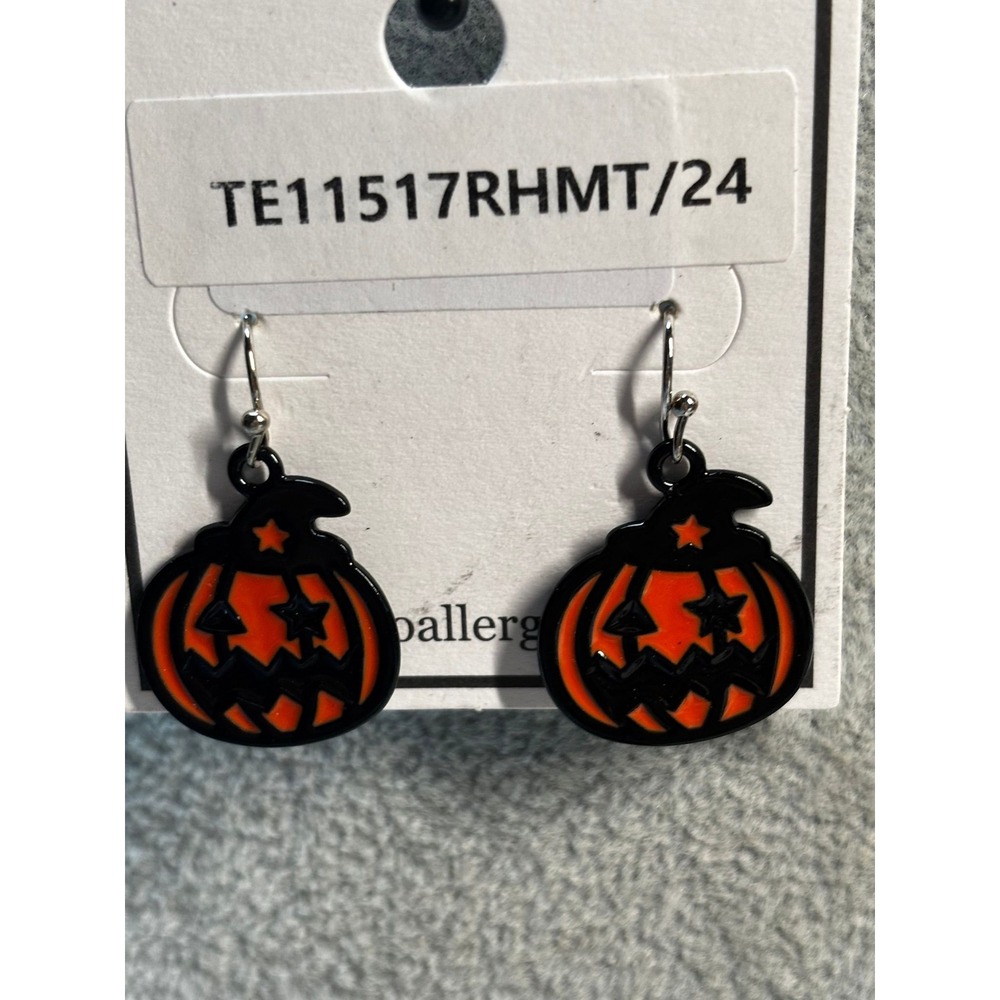 #42. Jack-o'-Lantern Witch Hat Dangle Earrings